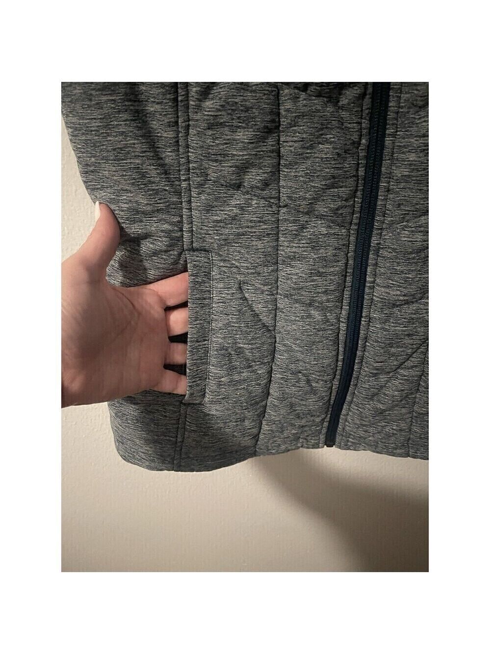 The North Face Sz S/P Heathered Gray Puffer Vest Womens Quilted Full Zip Logo - Picture 8 of 8
